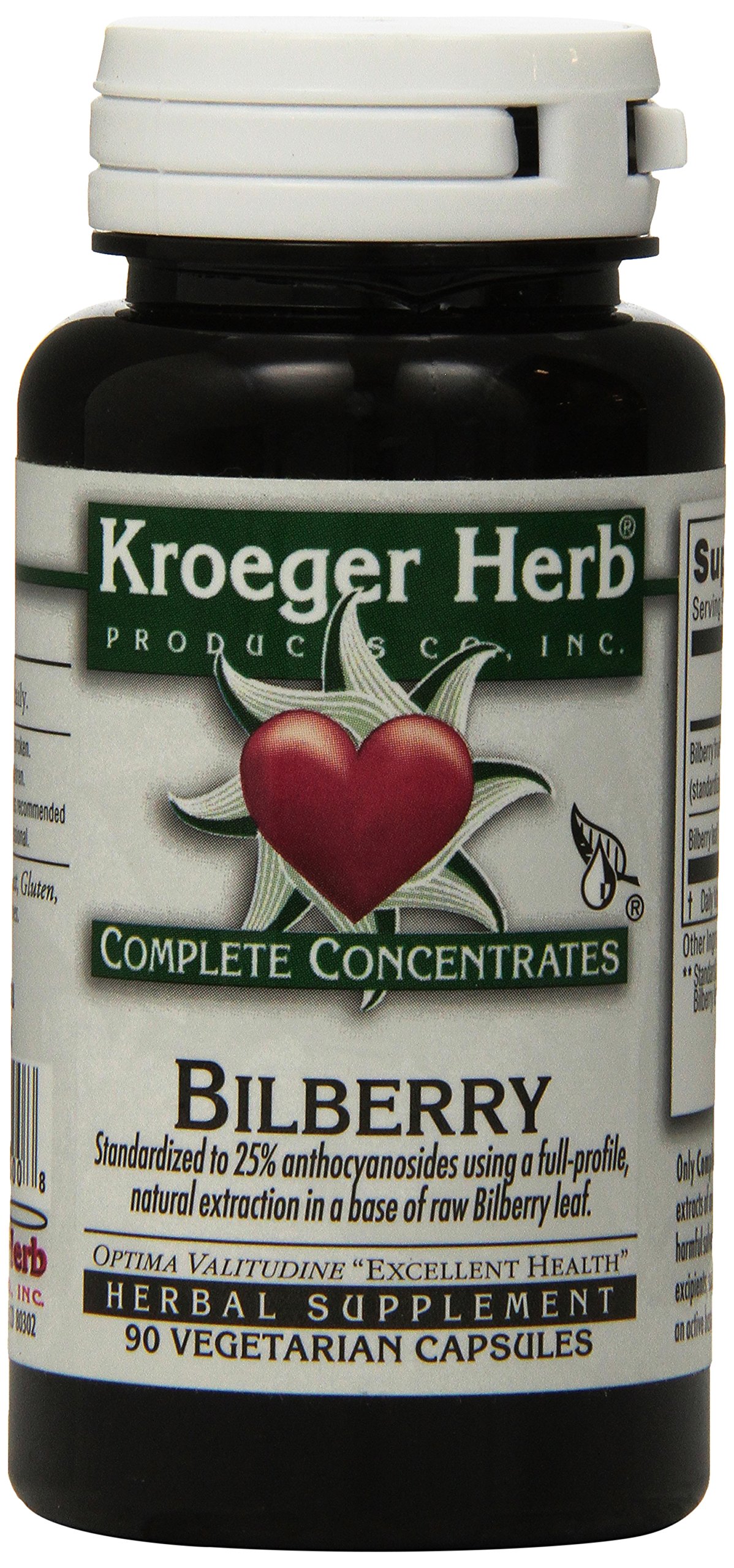 Kroeger Herb Bilberry Vegetarian Capsules, 90 Count