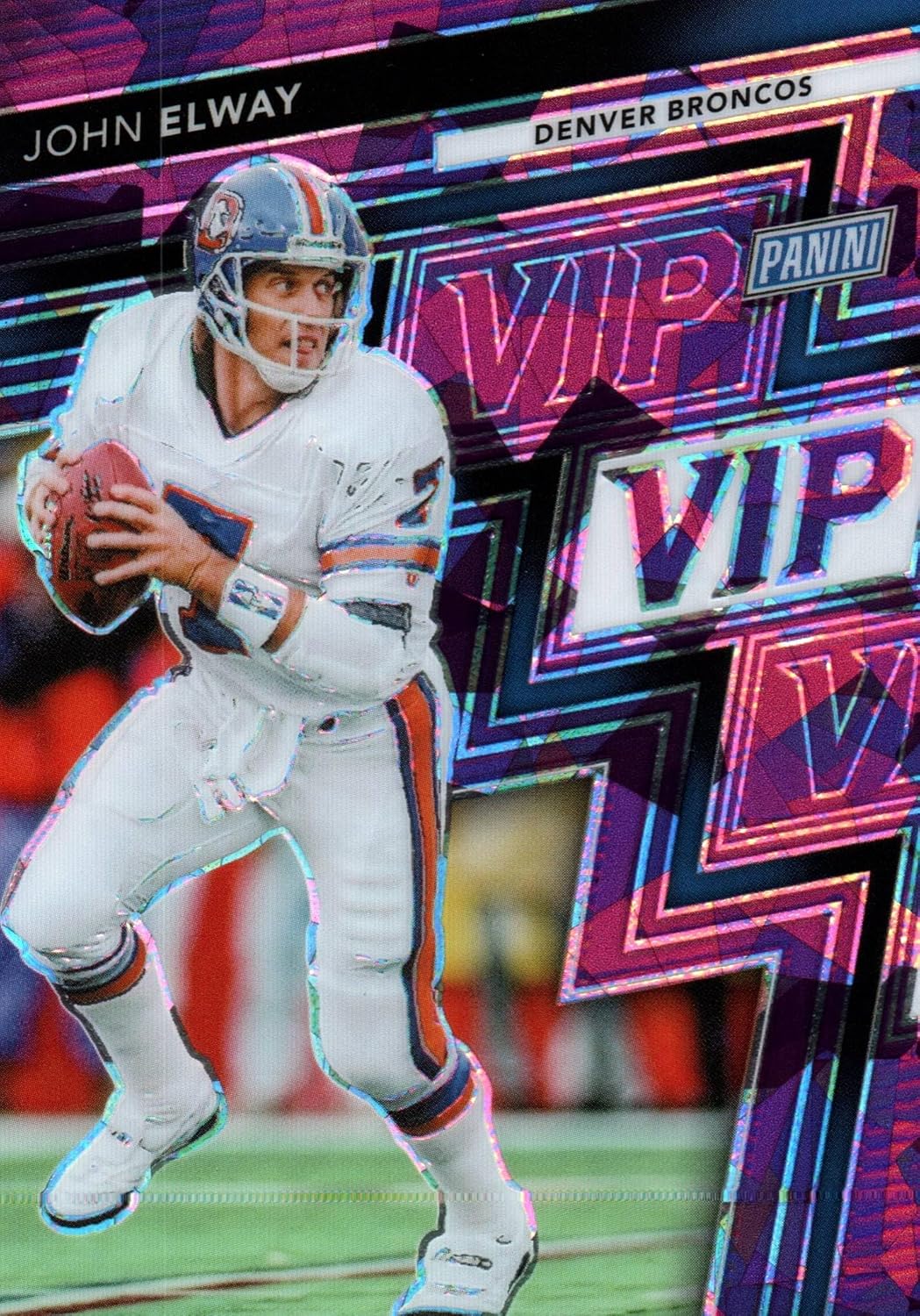 John Elway VIP Card Purple Sparkle Parallel Numbered 49/50 Collectible Football Card- 2025 VIP Football Card #35 (Broncos)