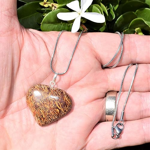 Miniatura 7 de Zenergy Gems - Collar con dije de corazón, piedras preciosas naturales del Himalaya en forma de corazón + cadena de plata de 20 + corazón de carga