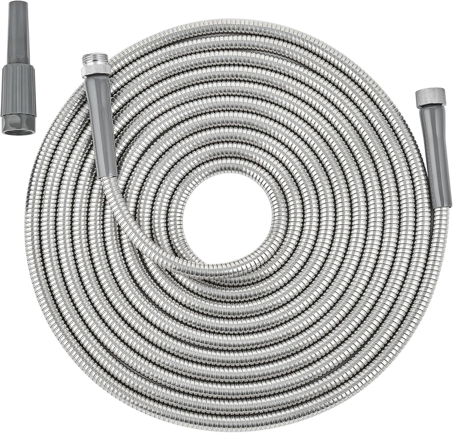 SKYWARD 304 Stainless Steel Lightweight Durable Garden Hose with Female to Male Metal Connector,Flexible, Leak-Proof,Easy to Use & Store Water Hose, High Water Flow (80ft)