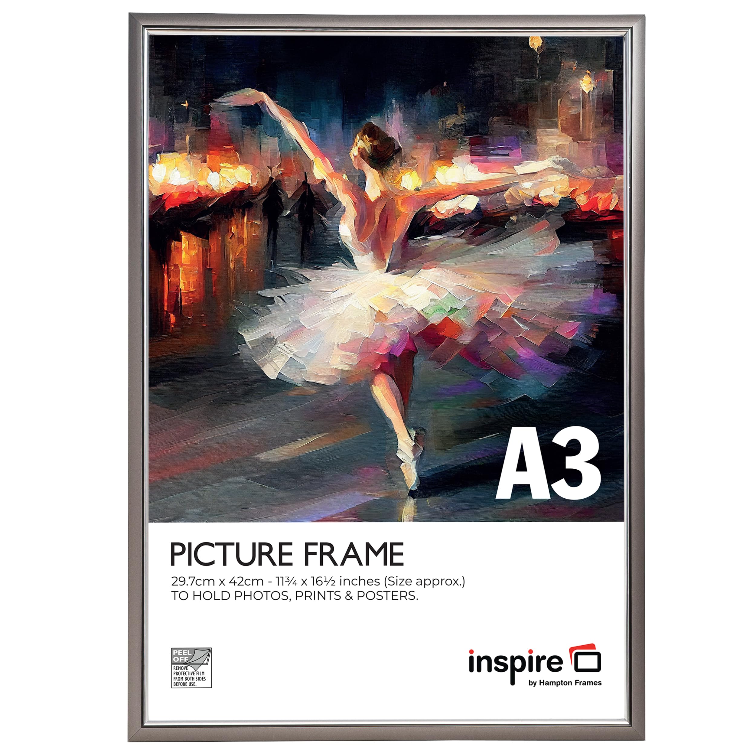 Inspire By Hampton EASYLOADER A3 (30x42cm) Smoke Grey Picture Poster Frame Plexi (Non-Glass) 1-Pack IBH-EASA3SMK-PK1