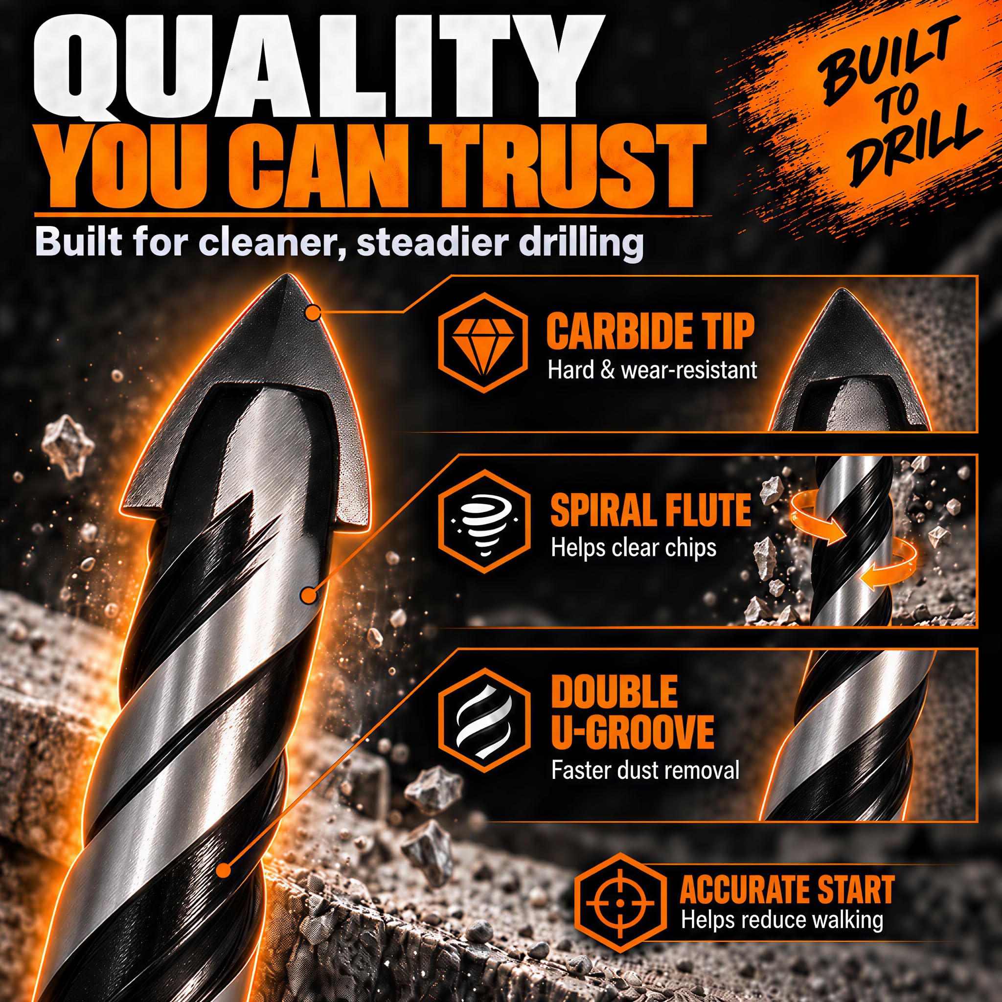 TITGGI 11-Piece Masonry Drill Bit Set - Concrete & Stone -4 TITGGI 11-Piece Masonry Drill Bit Set - Concrete & Stone -4