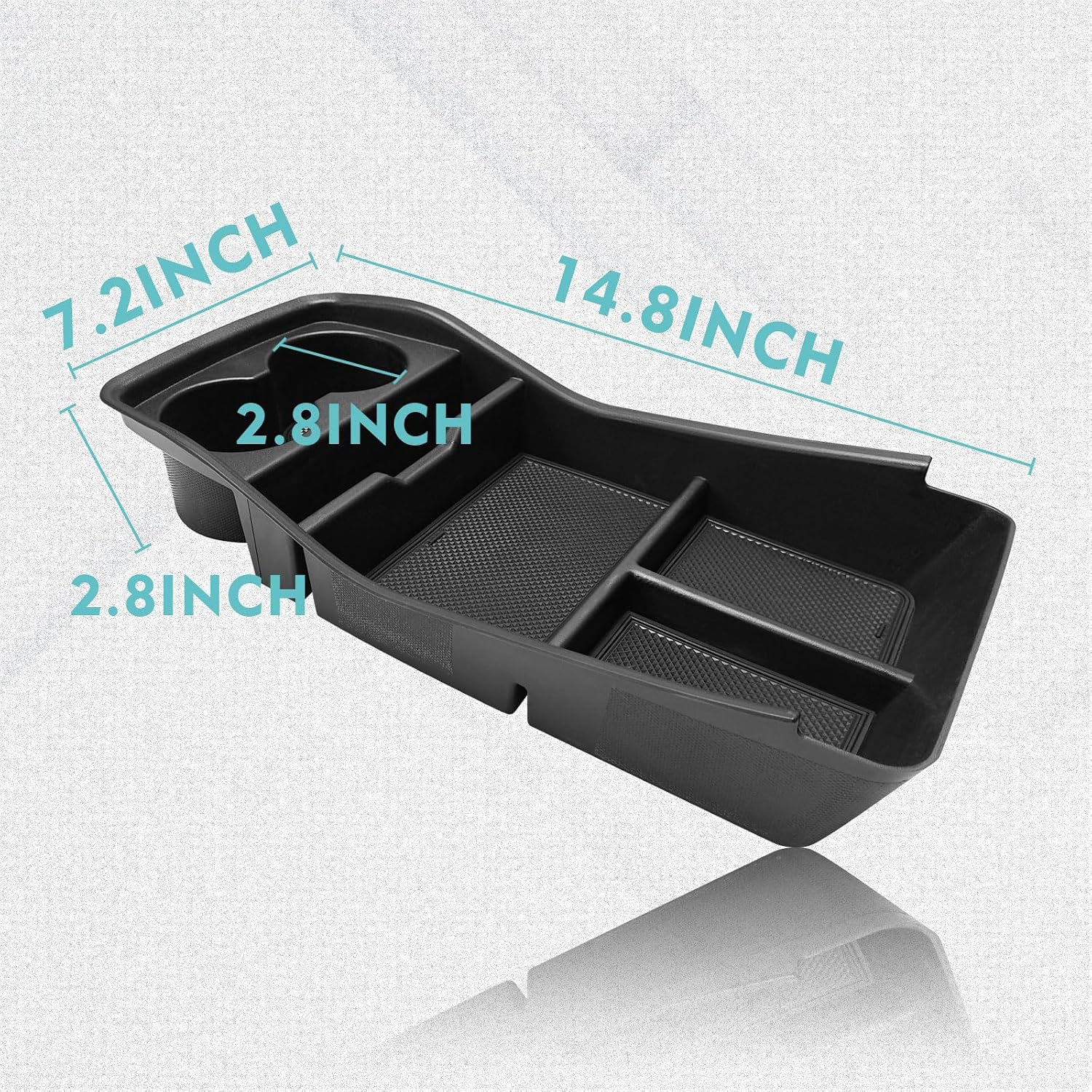 BestEvMod for EV9 Lower Center Console Organizer Tray Interior Accessories Storage Box ABS Material with PVC Trim Compatible with 2024 2025 2026 Kia EV9 Accessories (Cup Holder Lower Organizer)