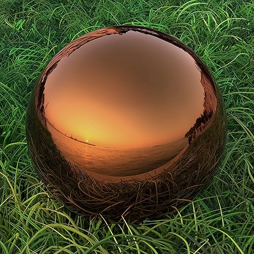 Lulu Decor, Bola de espejo de acero inoxidable, acabado mate liso para decoración de jardín (12 pulgadas, cobre)