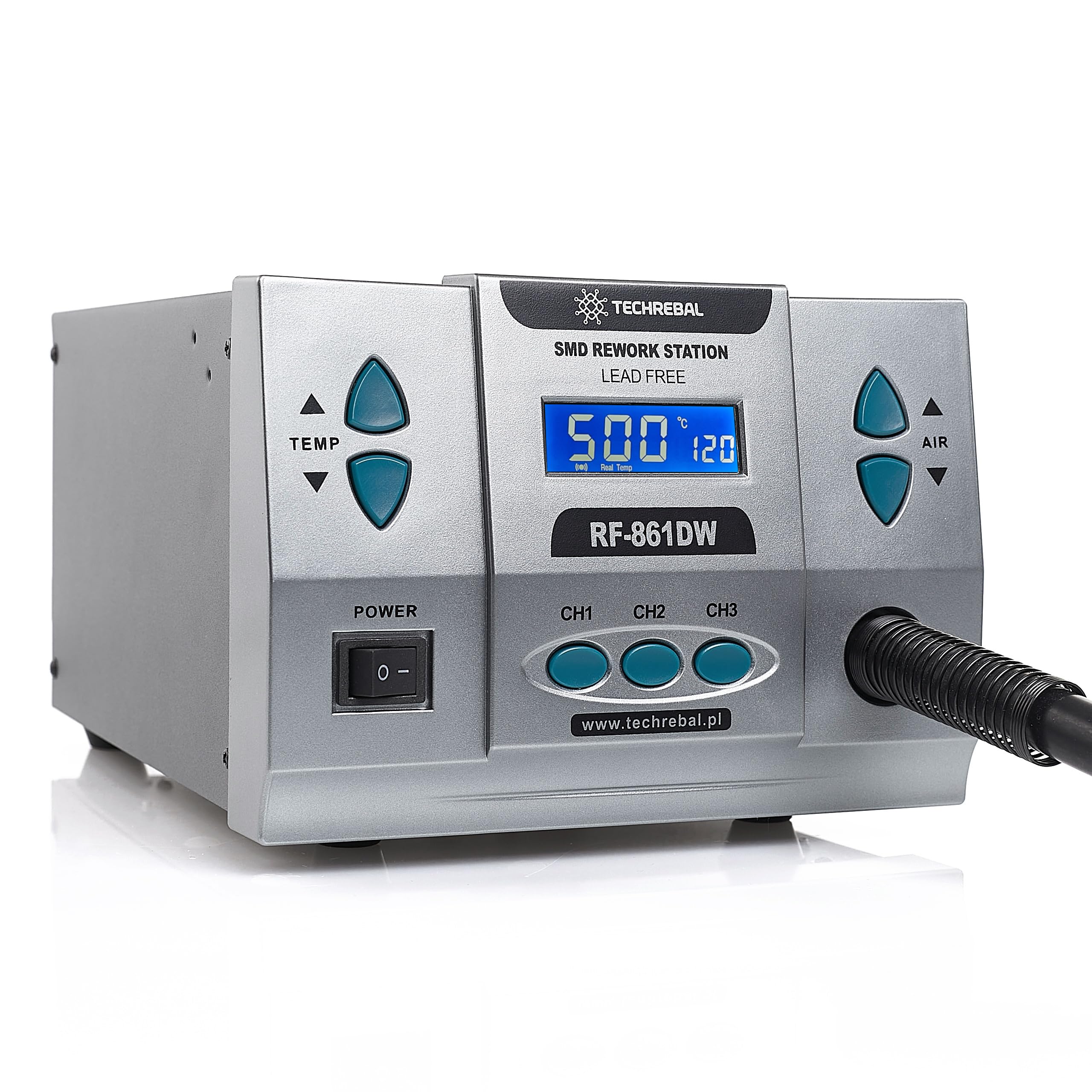 Stacja Lutownicza Hot Air TECHREBAL RF-861DW 1000W Spawarka Do Plastiku Stojak Na Kolbę Hot Air Mocna