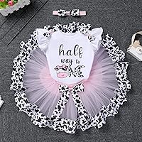 Vista 50 de IBTOM CASTLE Conjunto de ropa para niñas de 1er cumpleaños con diseño de pasteles, falda tutú, diadema y accesorios para fotos Rosa - dos largos