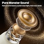 Monster Sommeil Ear100 Des boudins d'oreilles, Mini Casque avec son stéréo, design pour sleeper latéral, 32H Temps de jeu, Bluetooth 6.0, ENC Annule le bruit, IPX6 Ecouteurs de sommeil imperméables, blanc