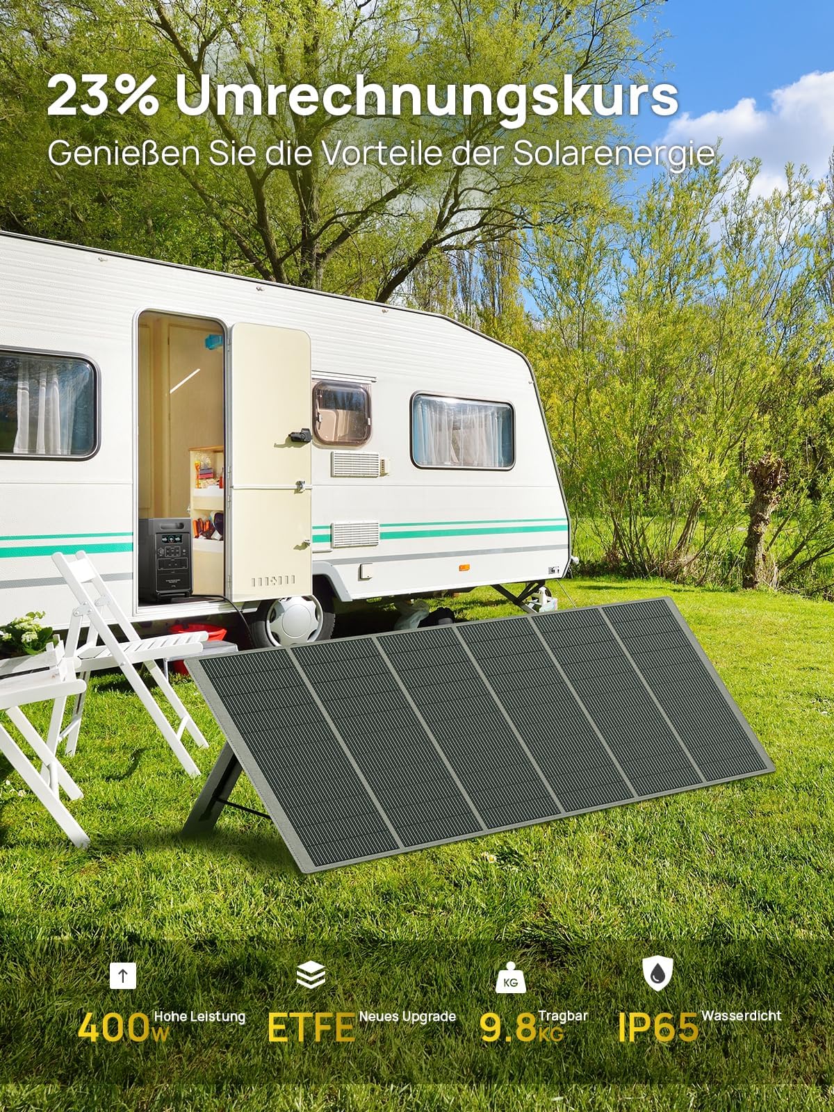 AFERIY 400 W Panel Solar Portatil, 26 V Placas Solares Para Estación de Alimentación Portátil y Generador para Exteriores, Batería de Alta Potencia para Camping, Jardín