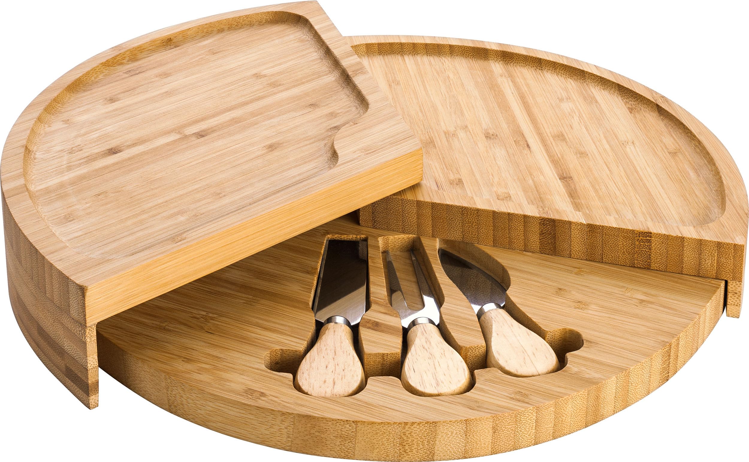 Weltbild Bambus Ksebrett-Set mit 3 Ksemessern | 3-teilig | Elegantes  Servierbrett mit Ksemesser, Parmesanbrecher & Gabel |  36,5 cm | Ideal  fr Buffets & Partys : Amazon.de: Kche, Haushalt & Wohnen