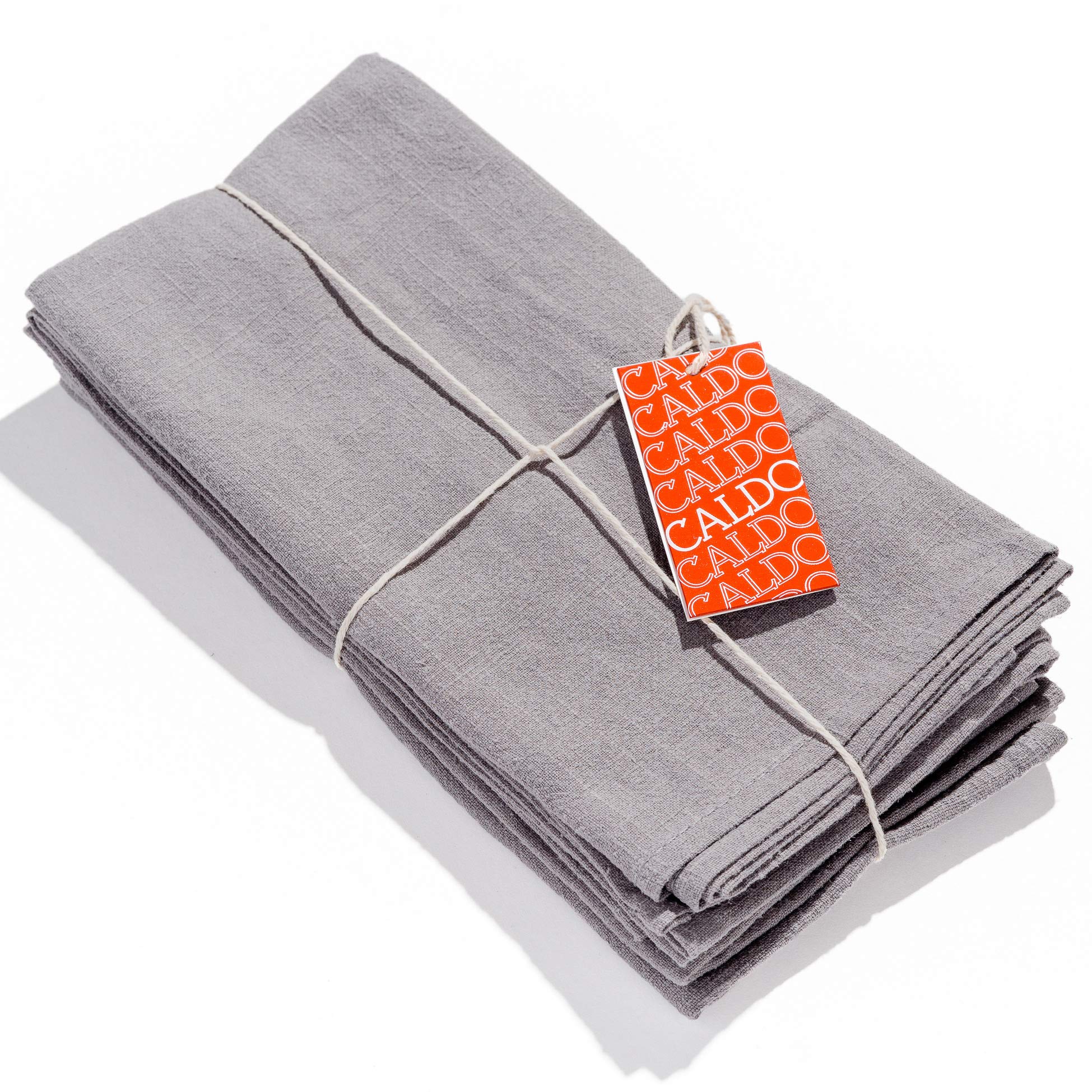 Caldo Linen Dinner Napkins - Soft and Durable Cloth - 4 pack - 50 x 50 cm (Grey)