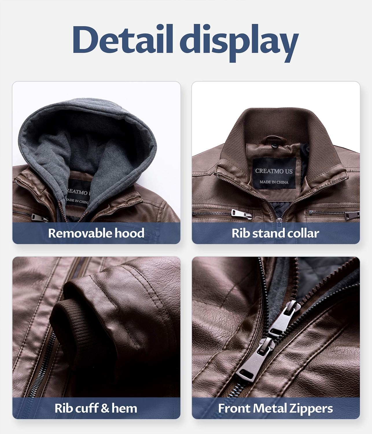 CREATMO US Jaqueta masculina de couro sintético, impermeável, à prova de vento, com capuz removível em promoção! Veja a oferta e mais achadinhos de Jaquetas & Casacos 6 Hoje é o melhor dia para comprar CREATMO US Jaqueta masculina de couro sintético, impermeável, à prova de vento, com capuz removível com aquele preço maroto! Promoção! Aproveite a oferta! 6