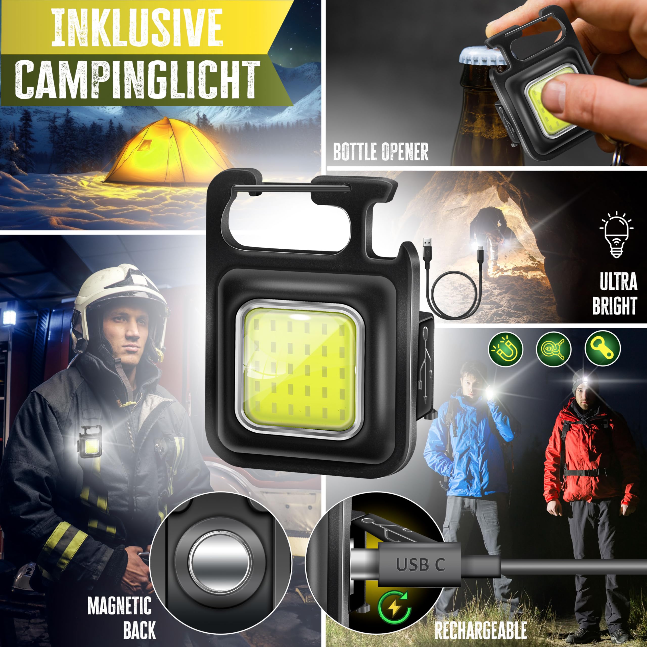 KESSER® Campingstuhl faltbar bis 160 kg | Angelstuhl Faltstuhl Klappstuhl Gepolstert mit Armlehnen | Campinglicht und Getränkehalter + Tasche mit hoher Rückenlehne | Strandstuhl mit Angelhalterung