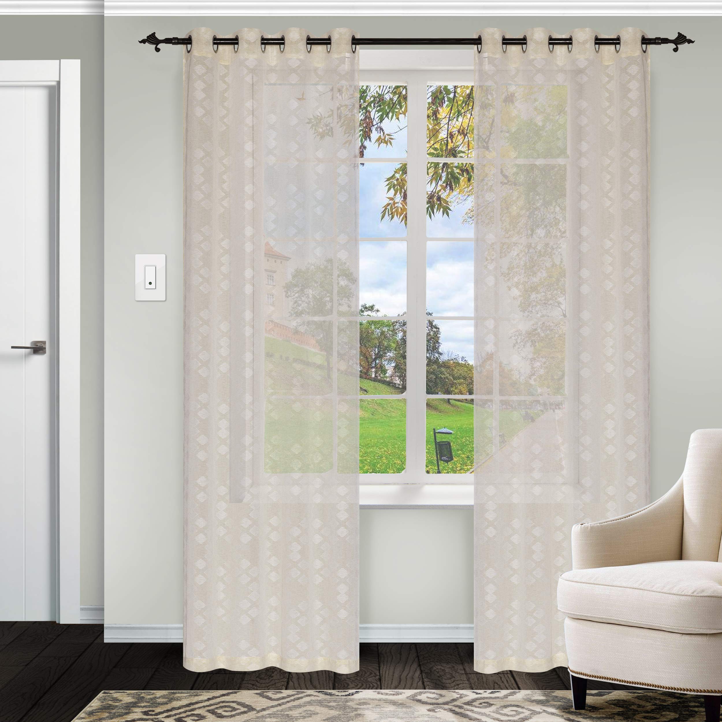 Rideau voilage beige Superior Argyle Sheers aux finitions de haute qualité