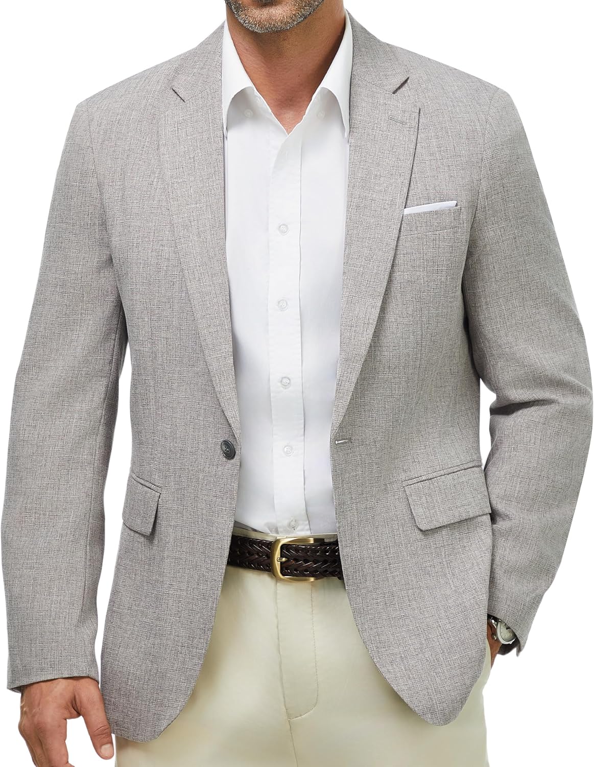 WULFUL Mens Casual Sport Coat Blazer Lightweight One Button Suit Jackets