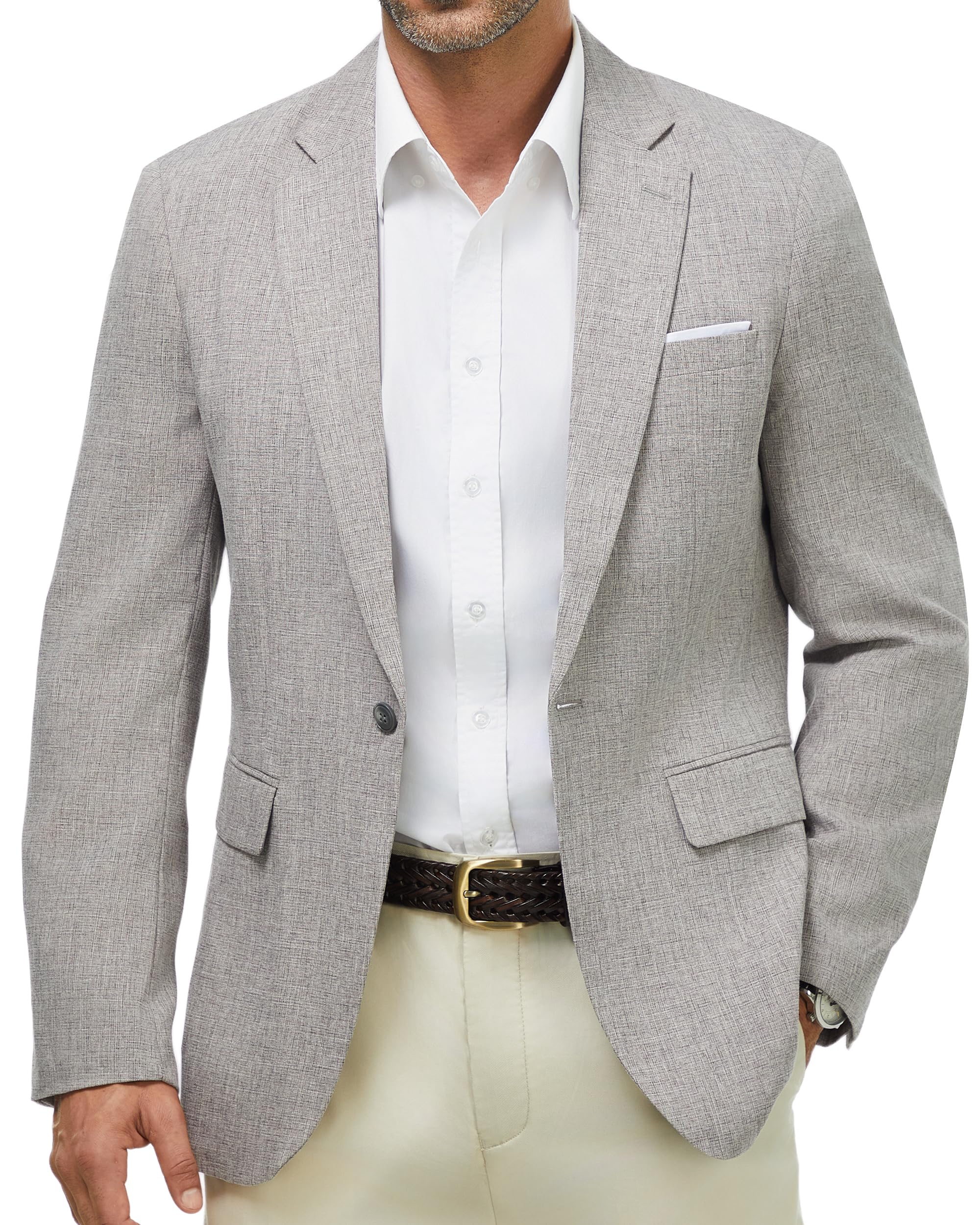 WULFULMens Casual Sport Coat Blazer Lightweight One Button Suit Jackets