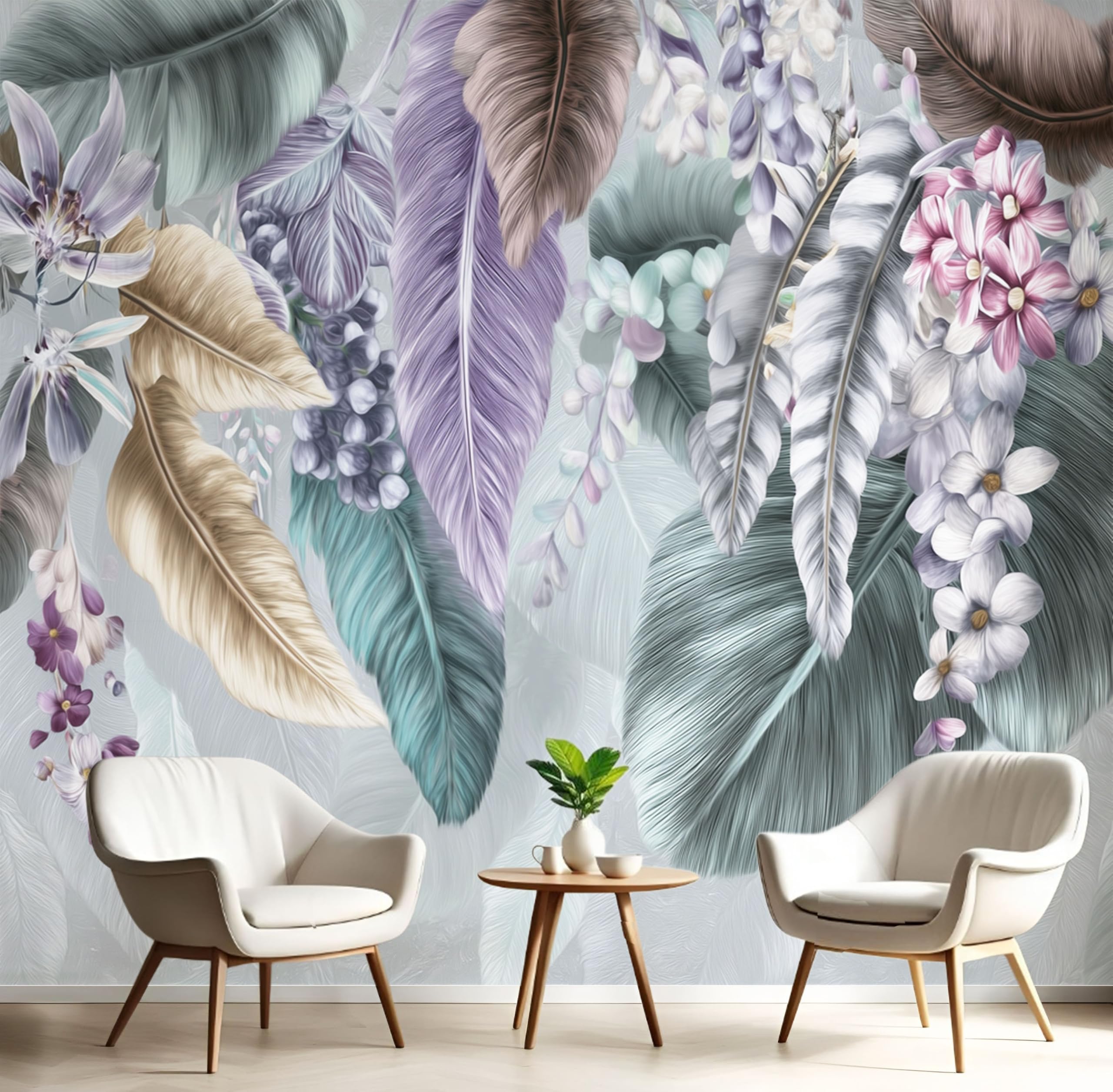 Papier peint turquoise panoramique 3D 200x140 déco murale salon et chambre