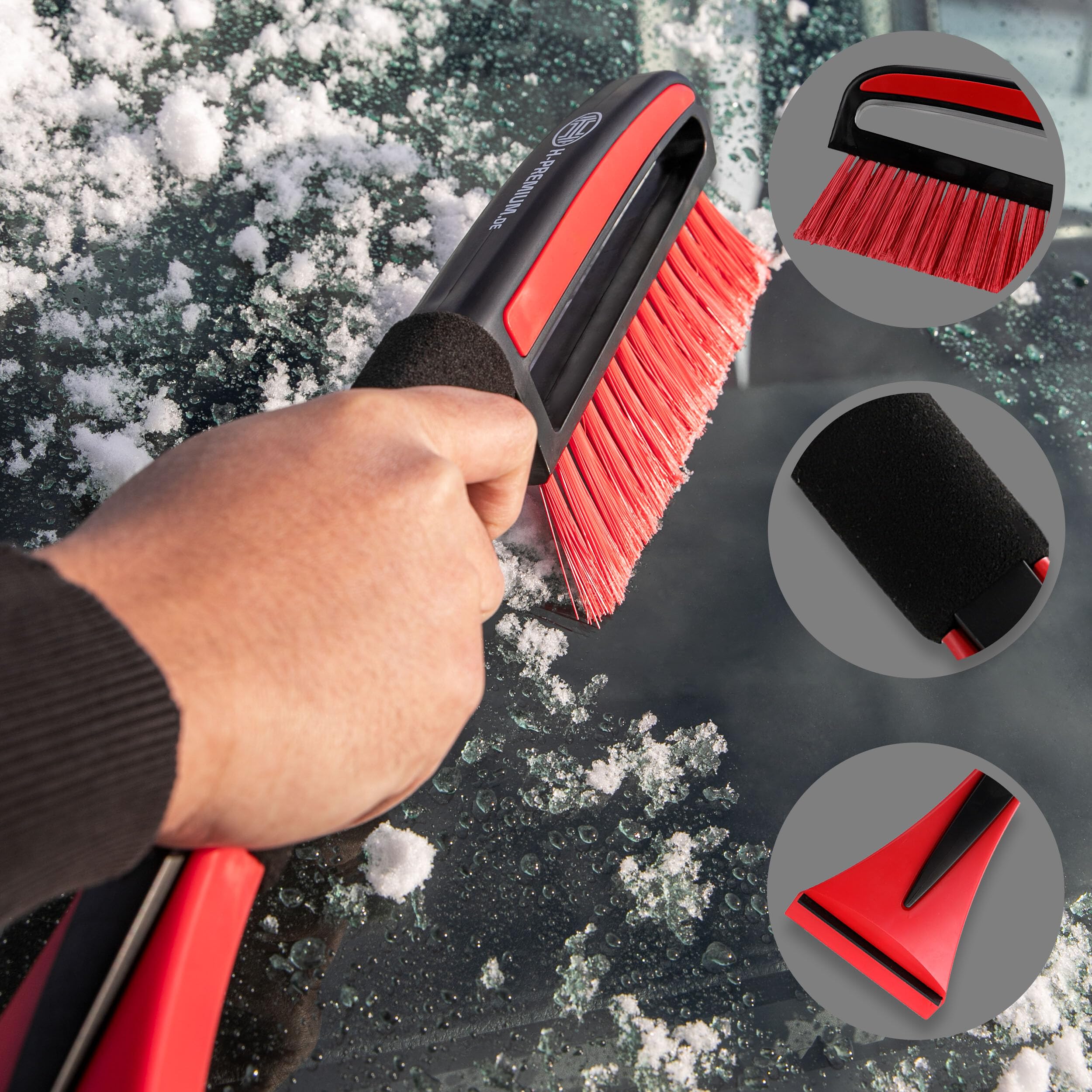 HEYNER® Samochodowa skrobaczka do lodu z trzepaczką Skrobaczka do lodu i miotełka z ergonomicznym, miękkim uchwytem