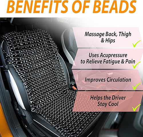 Miniatura 6 de ZONETECH Royal - Funda de asiento con cuentas de madera natural y funda de asiento cómoda con cuentas de madera negra