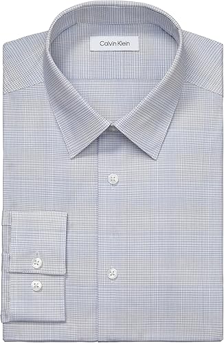 Miniatura 3 de Calvin Klein Camisa de vestir para hombre, ajustada, sin necesidad de planchado, espiguilla, con puño francés