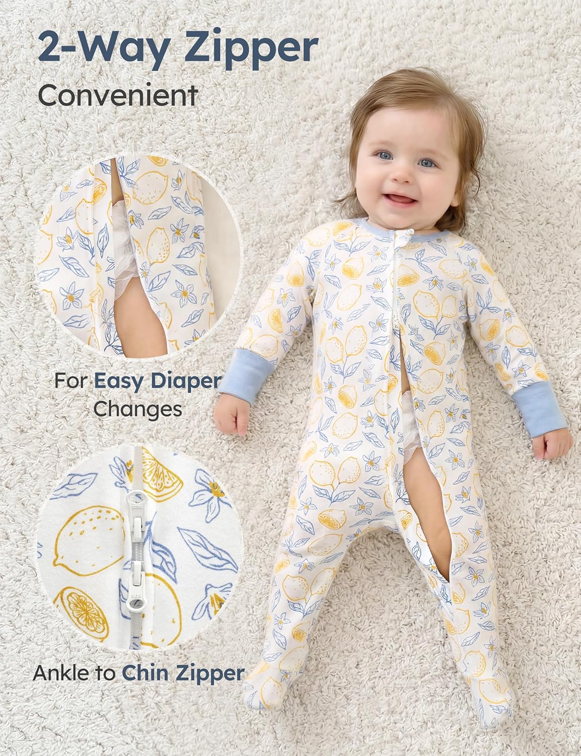 Yoofoss Baby Pajamas 100% Organic Cotton Baby Sleepers for Newborn 0-3 3-6 6-9 Months Boys Girl Clothes 3pcs Footed PJs