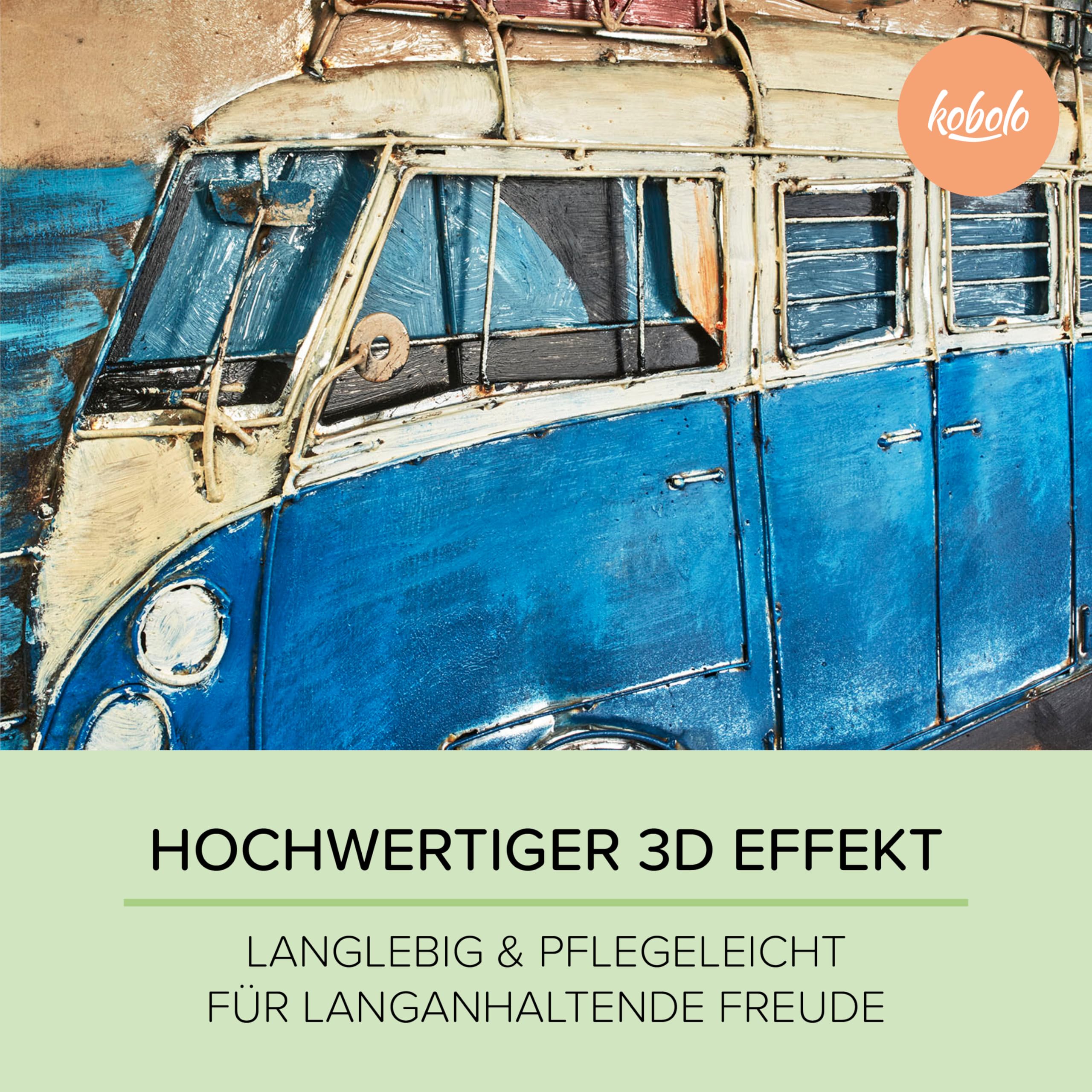 Kobolo Wandbild Wanddeko Metallbild 3D-Bild BEACH BULLY XXL 108x72 cm