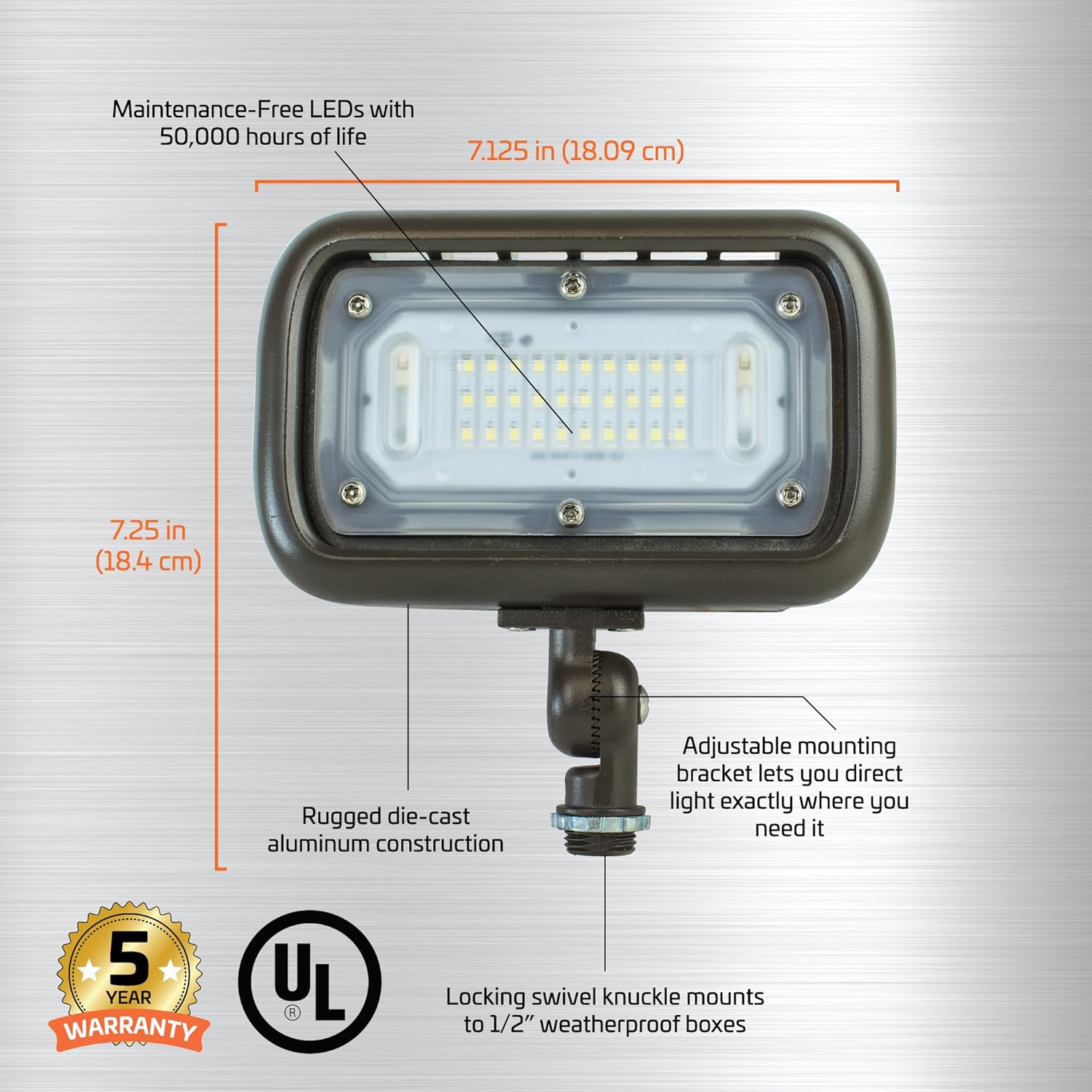 Newhouse Lighting WW30BRZ-2 30-Watt Die-Cast Aluminum LED Wall Wash Flood Light Outdoor, Weatherproof Landscape Lighting 2695 Lumens, 3000K Warm White, 120-277V, 1/2" Knuckle Mount Bronze, 2-Pack