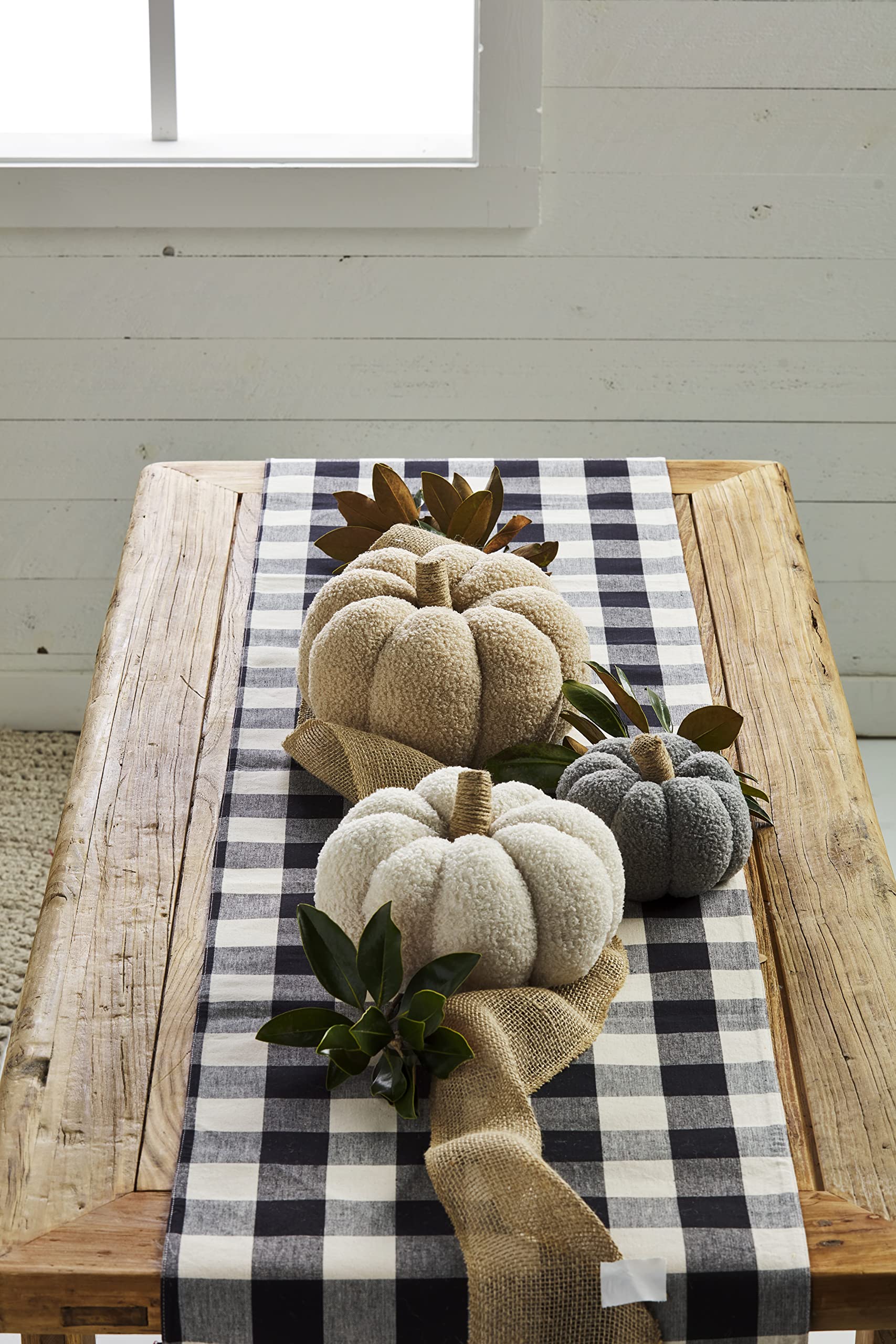 Mud Pie Shearling Pumpkin, Small Table Sitters