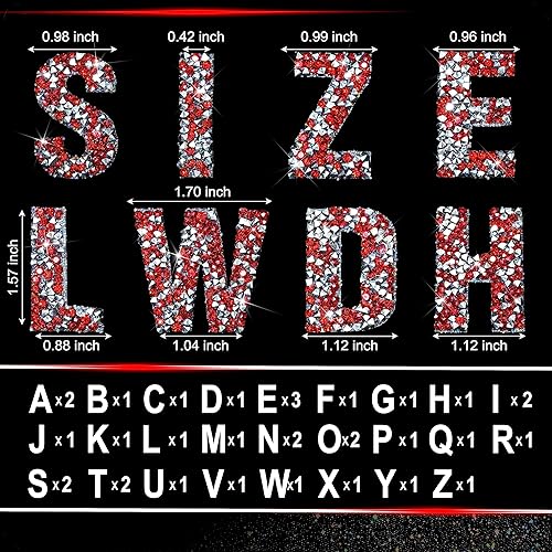 Miniatura 3 de Locacrystal 68 calcomanías de resina con diamantes de imitación del alfabeto, letras de la A a la Z, calcomanías autoadhesivas para decoración de