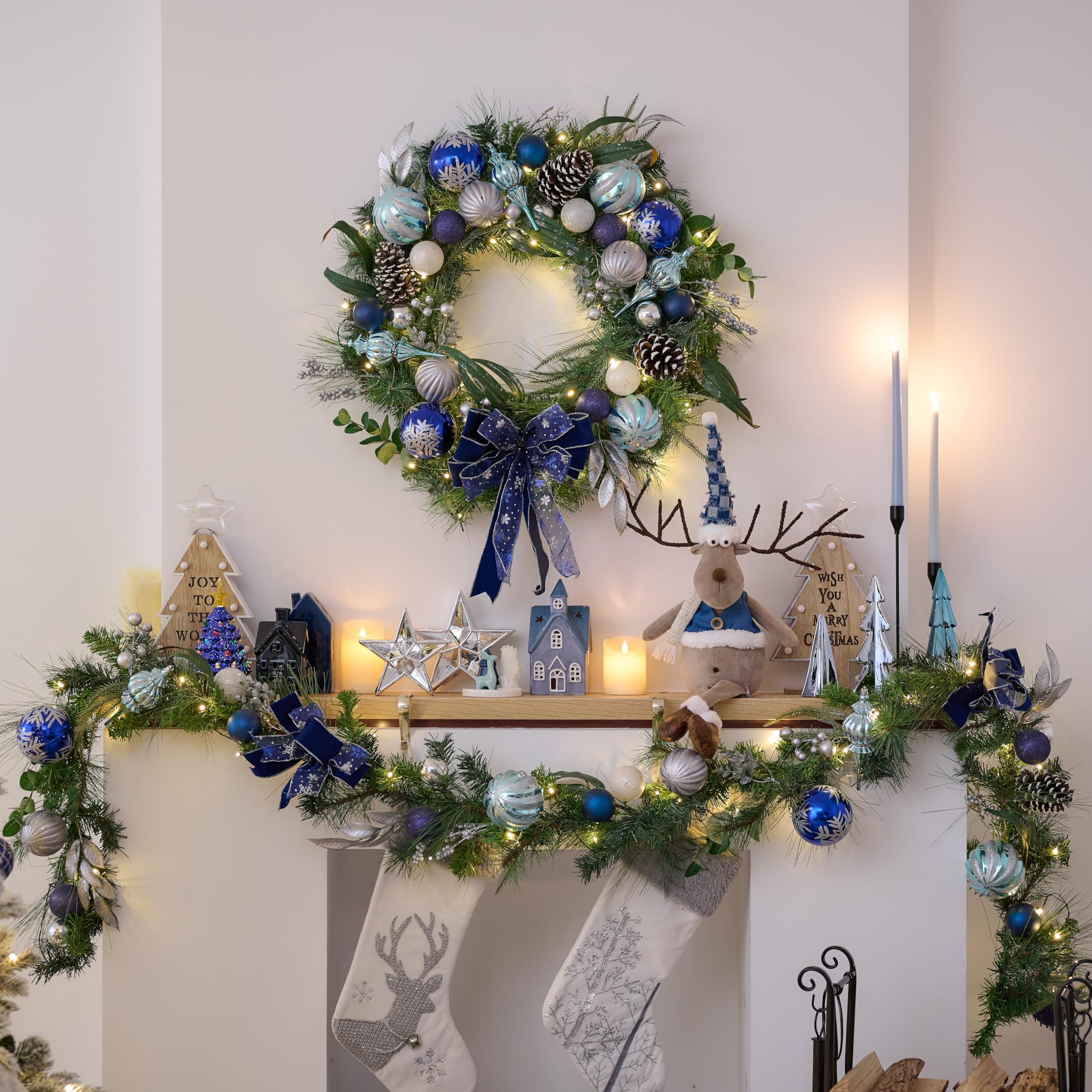 Valery Madelyn Pre-Lit Christmas Wreath for Front Door with Lights