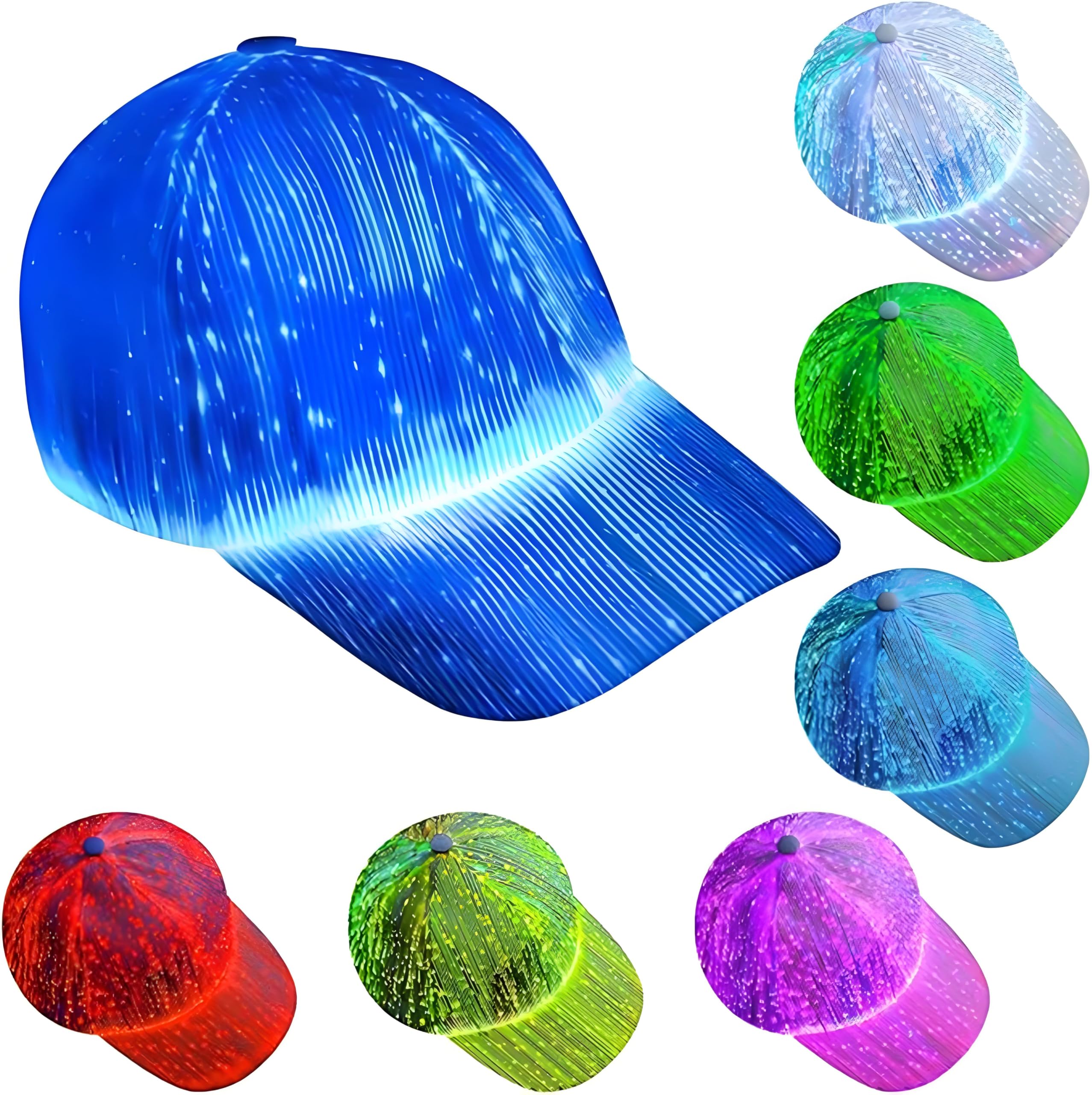 Cool Baseballkappe mit RGB Licht | LED-Hut mit 7 Farben & 5 Blinkende Modi | Verstellbar, USB Wiederaufladbare, Lichtmütze für Damen und Herren, Rave-Zubehör für Party, Geschenke Cap für Männer Frauen