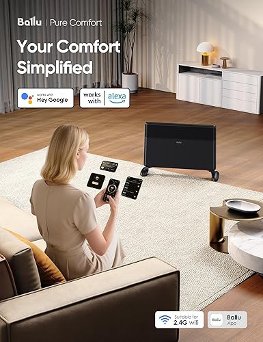 Miniatura 3 de Ballu Calentador de panel de convección, calentador de espacio de 1500 W para uso interior de habitación grande con termostato programable, control