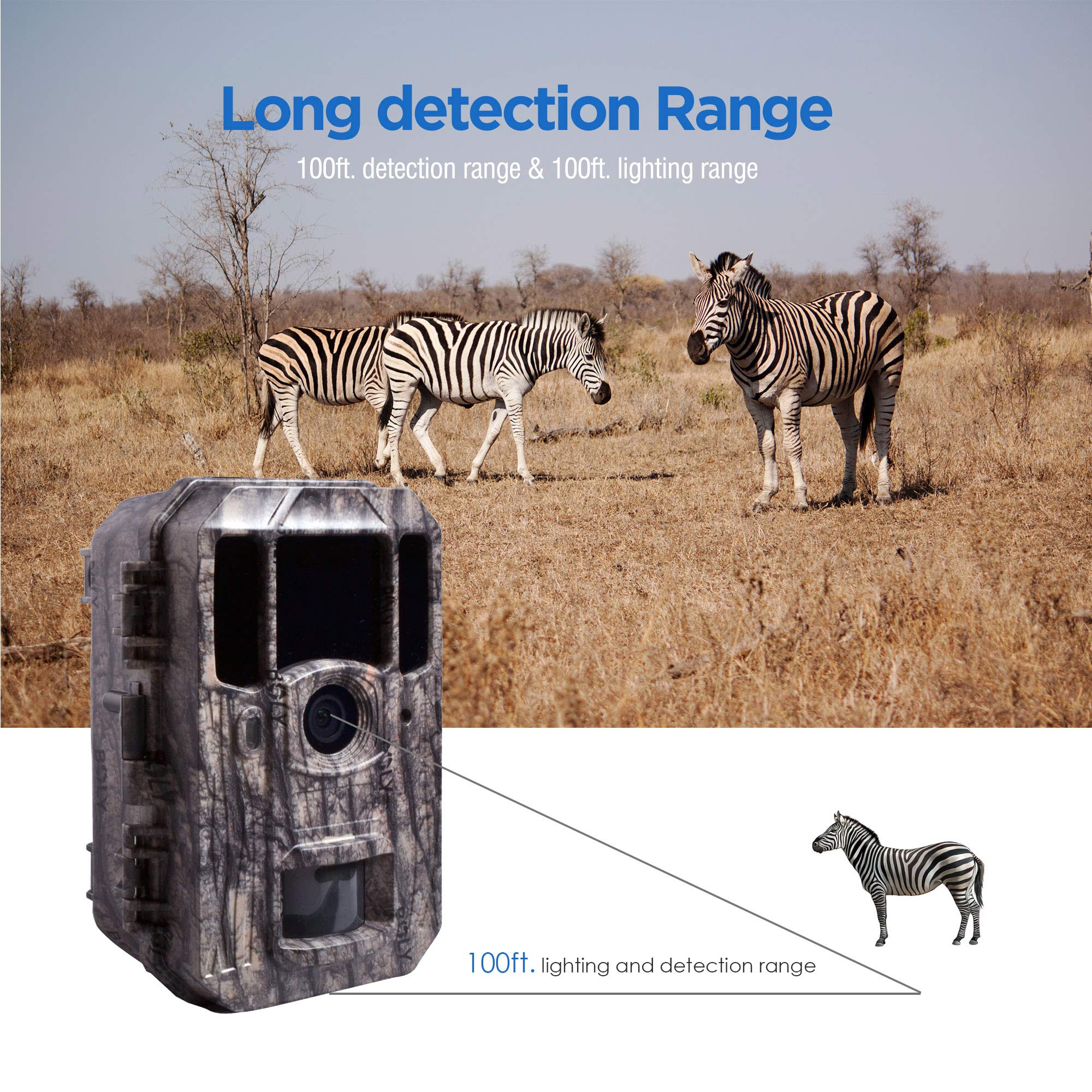 BolyGuard 36MP 4K HD Jagdkamera 110° Weitwinkel Jagdkamera Fotofalle IP66 Kamera Nachtsicht Tiere 30m(BG662-W4K)