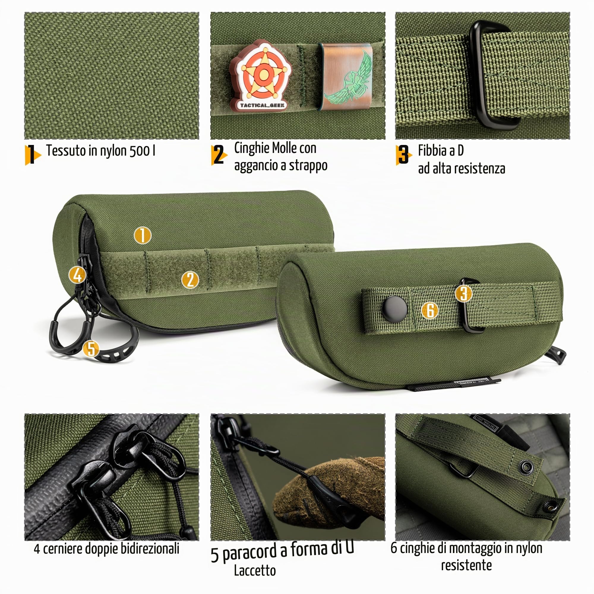 TACTICAL_GEEK EXT7 Custodia tattica per occhiali Molle Custodia rigida antiurto protezione impermeabile Custodia per occhiali robusta all'aperto con clip da per occhiali Molle per occhiali