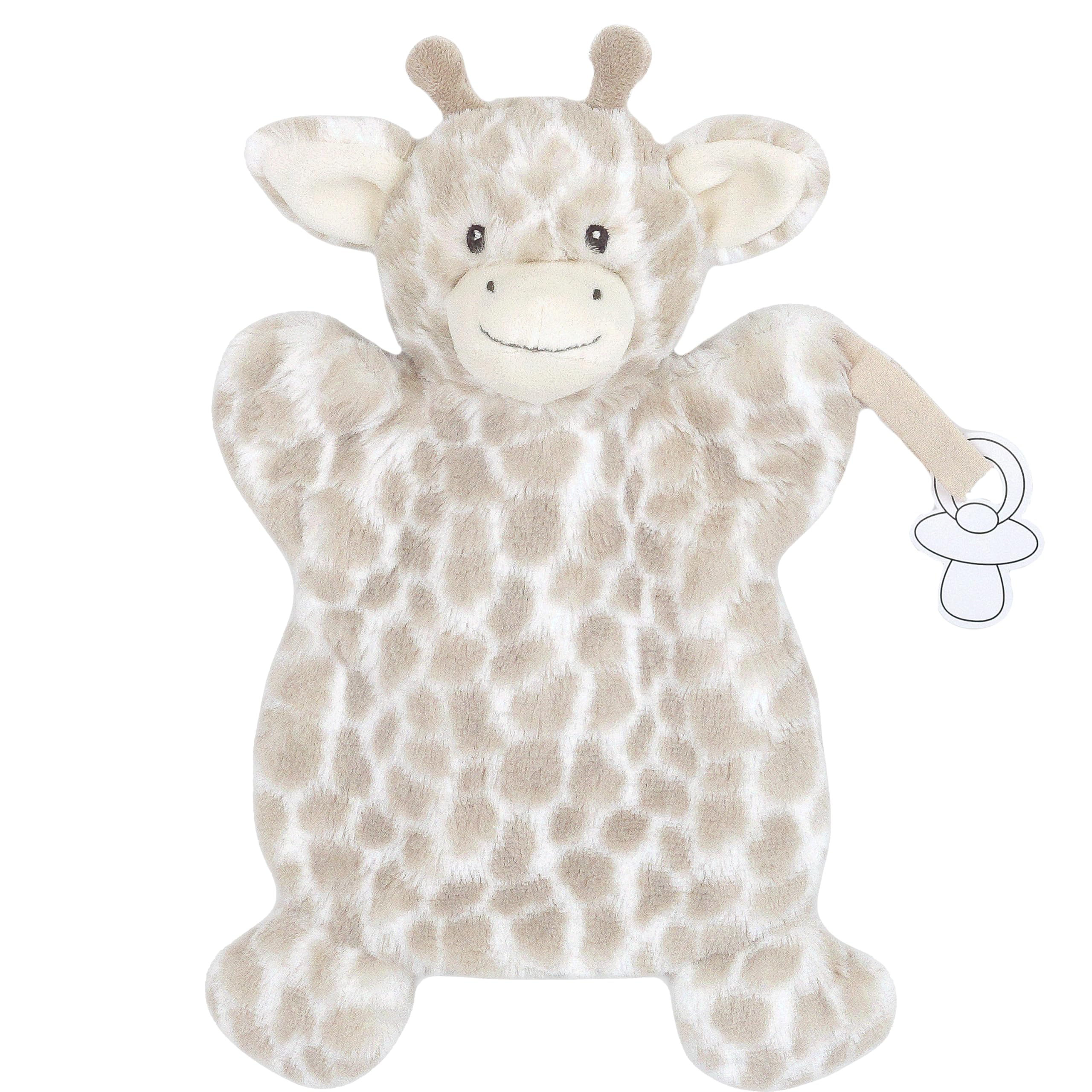 MON AMI Gentry Giraffe Pacifier Holder & Security Blanket – 12 Inches Soft Plush Hand Puppet for Babies | Multi-Functional Soothing Toy, Pacifier