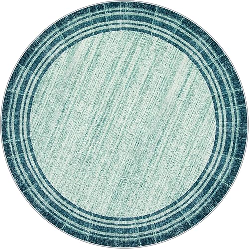 Miniatura 10 de Lahome Alfombra moderna abstracta verde azulado de 2.5 x 10 pies, lavable, antideslizante, resistente a las manchas, parte trasera de goma,