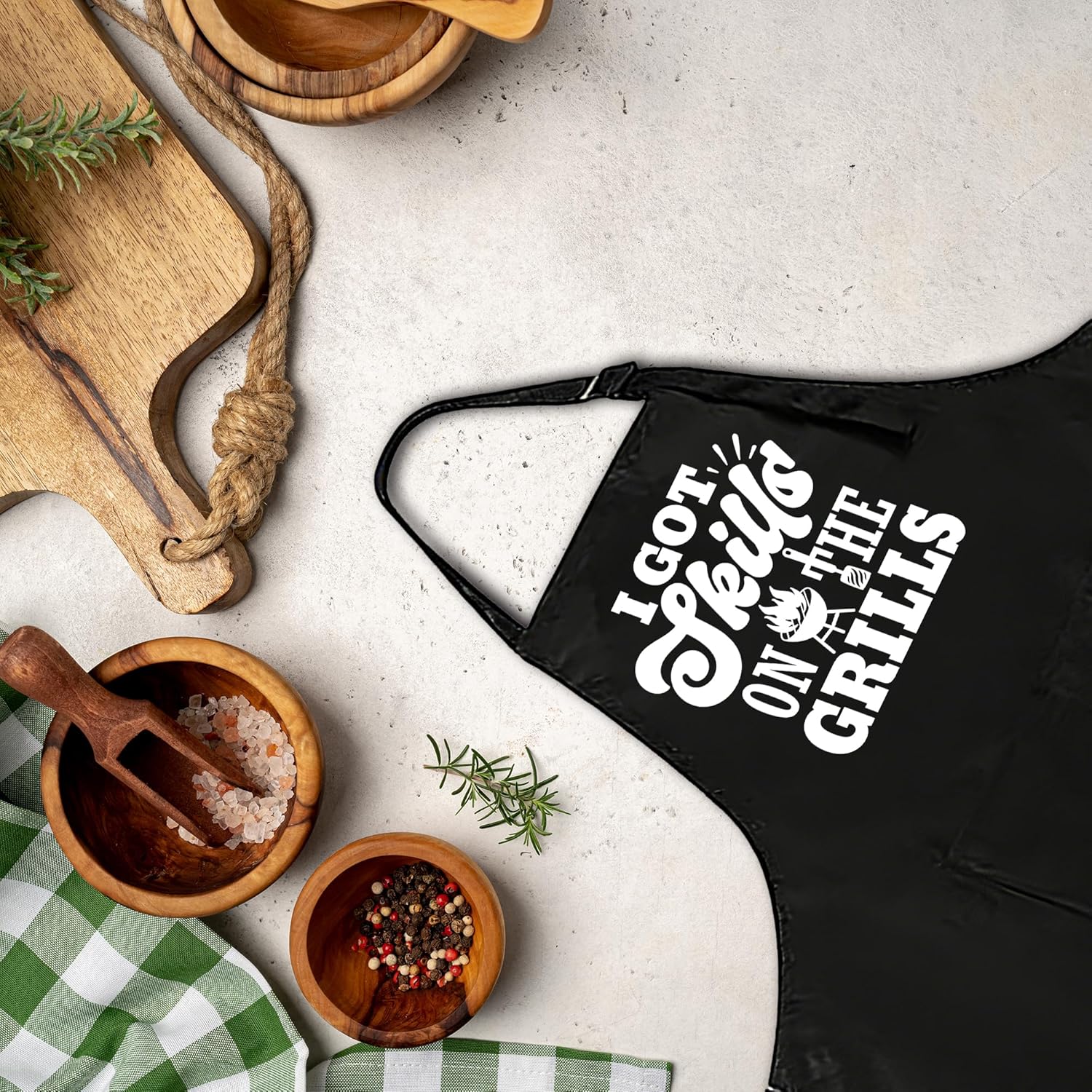 Funny Apron for Men Women -I Got Skills On The Grills- Humorous Kitchen Apron with 2 Pockets & Adjustable Neck Strap - Grilling Cooking BBQ Accessories, Gift for Dad Husband Wife Boyfriend Chef - A04 - Image 4