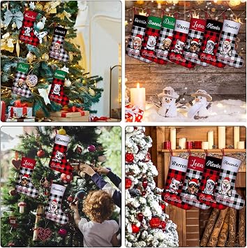 Dog Breed Christmas Stockings Personalized with Name Text,Custom Pet Dogs Christmas Stocking Decor Gifts for Holiday Family
