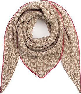 Ever Bloom Women's Leopard Scarf, Leo Pattern, Soft Warm Triangle Scarf, Neckerchief for Winter, Autumn, Long Cuddly