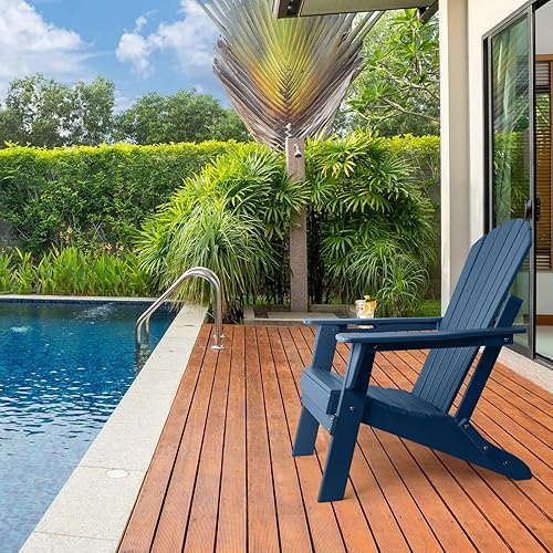 Miniatura 9 de FUNBERRY Juego de 2 sillas plegables Adirondack para todo tipo de clima, sillas para hogueras de polietileno de alta densidad con soporte para tazas