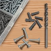 Vista 5 de Kit de anclaje de plástico para paneles de yeso, incluye 100 anclajes de plástico (7/8 pulgadas), 100 tornillos Phillip (1 pulgada) y 1 broca