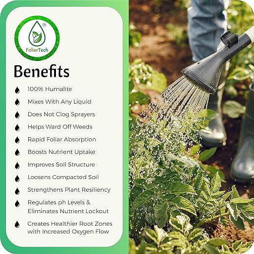 In addition to promoting plant growth, humic acid organic lawn fertilizer can also help to improve soil structure and increase water retention. This can lead to healthier, more vibrant plants that are better able to withstand environmental stressors such as drought or extreme temperatures. With the Fulvic Humic Mineral Blend from FoliarTech, you can give your plants the nutrients they need to thrive and produce bountiful harvests. Description by ChatGPT.
