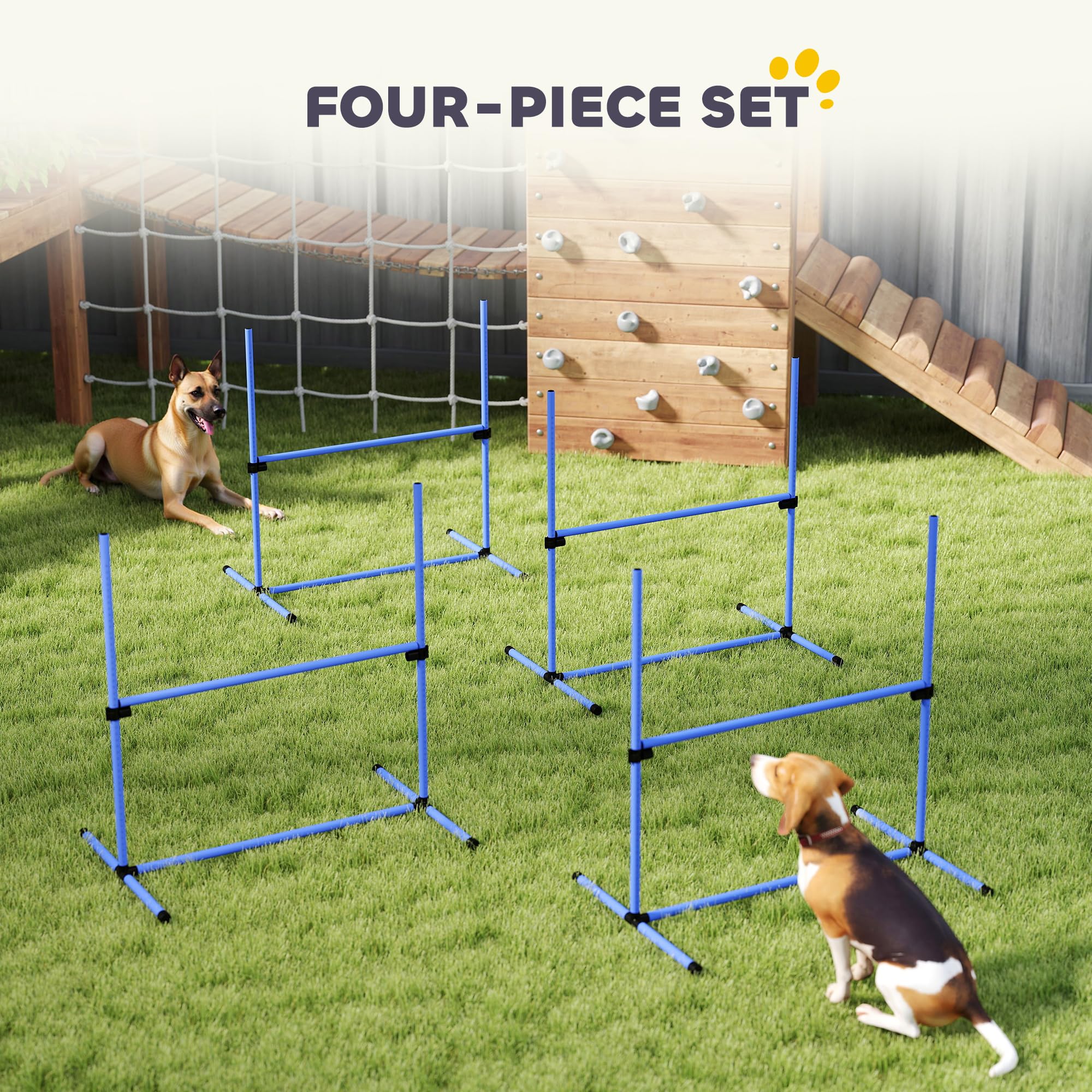 PawHut 4 Piece Dog Agility Training Equipment for Dog Agility Course with Adjustable Height Jump Bars, Included Carry Bag, & Displacing Top Bar, Blue - image 5