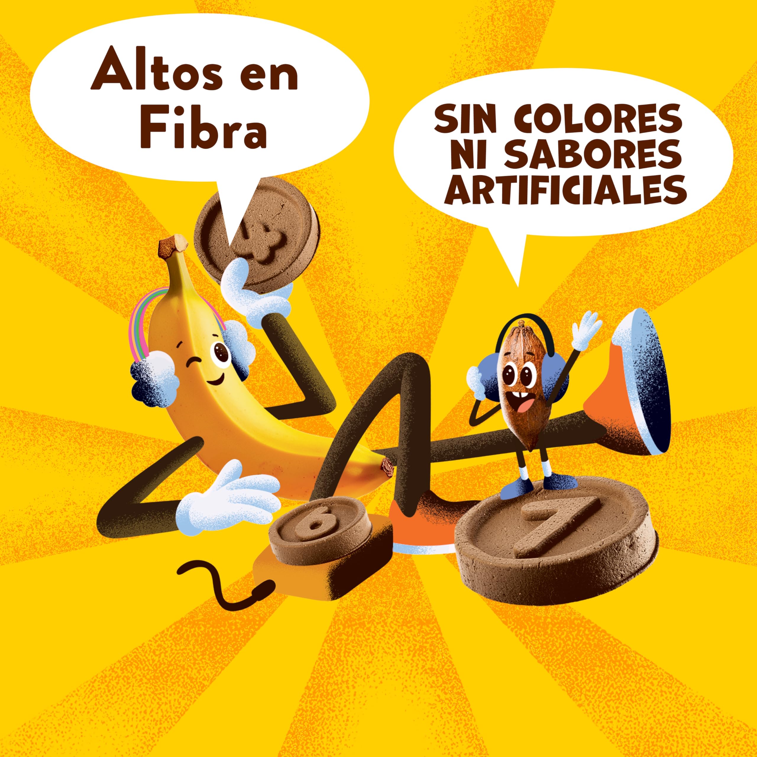 Goodies, Galletas para Niños Sabor Chocolate y Plátano, Biscuits Choco Banana Ricas en Fibra y Sin Aceite de Palma, 3 cajas 4x20g