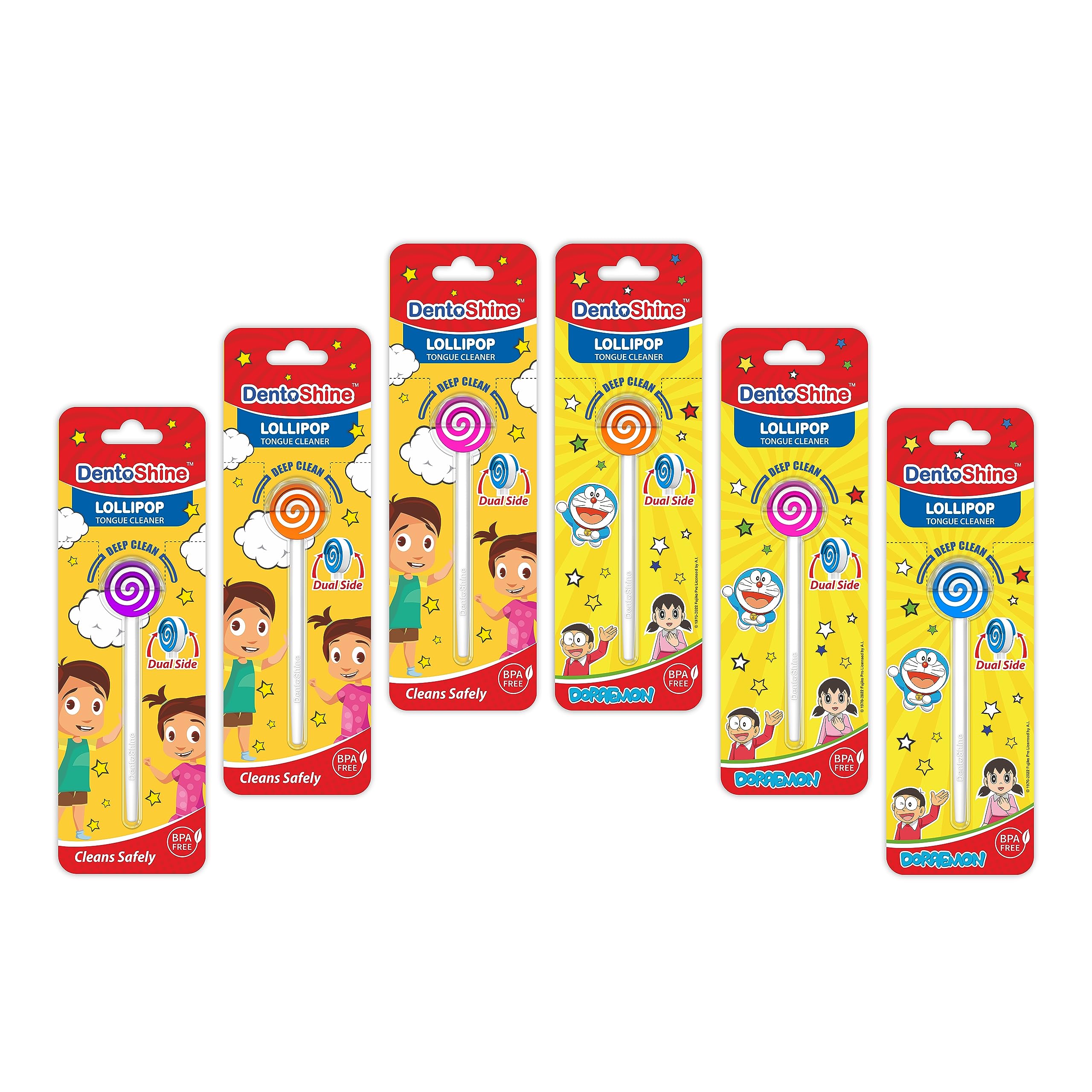 DentoShine Lollipop Tongue Cleaner (Pack of 6 colors)