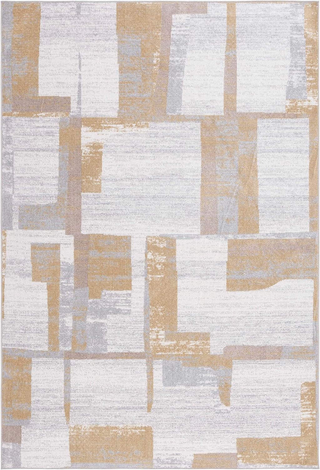 Safavieh Bayside Collection Area Rug - 5'3" x 7'6", Ivory & Grey Gold, Modern Design, Non-Shedding & Easy Care, Machine Washable Ideal for High Traffic Areas in Living Room, Bedroom (BAY126B)