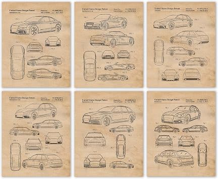 STARS BY NATURE Classic Quattro Car Patent Prints, 6 8x10 Unframed Photos