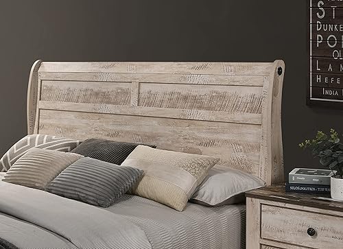 Miniatura 4 de Roundhill Furniture Imerland - Juego de cabecera de trineo de 5 piezas con acabado blanco y acabado en blanco, tamaño King