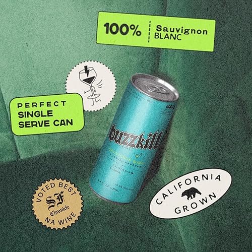 Miniatura 6 de Buzzkill Wines Sauvignon Blanc sin alcohol, vino blanco seco de California desalcoholizado, sin gluten, bajo en azúcar, 40 calorías, paquete de 4