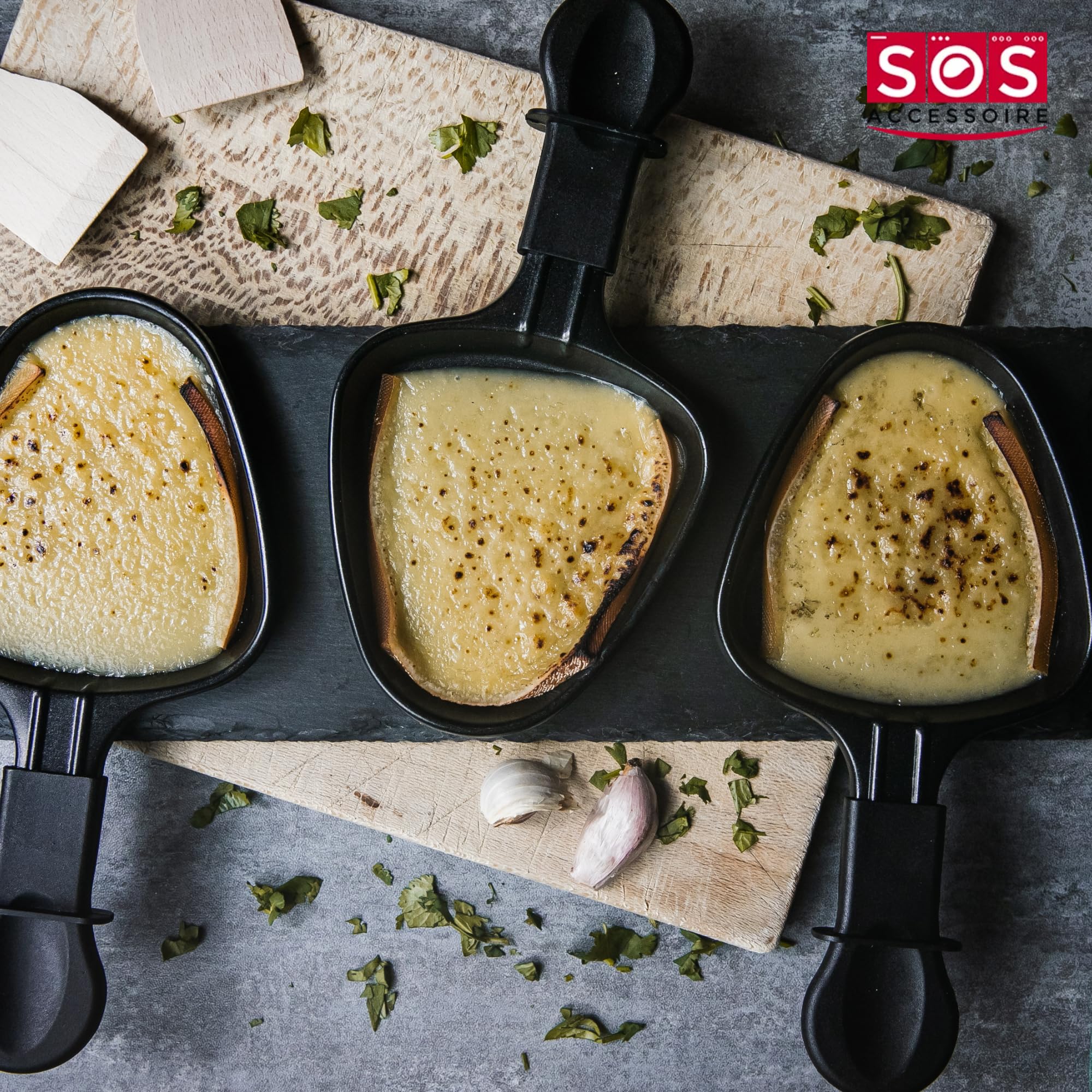 Raclette-Pfännchen, antihaftbeschichtet, 1 bis 12 Stück, Mini-Schaber, dreieckig, kompatibel mit Tefal-Raclette-Gerät, ergonomisches Design und leicht zu reinigen, SOS ACCESSOIRE (8)