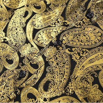 Men's 70s Disco Shirt Paisley Retro Floral Top Long Sleeve Casual Party Dress Shirts